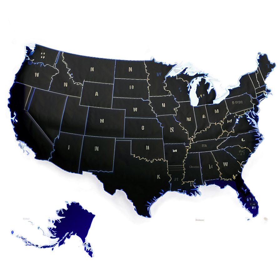 Usa Map Black And White Png 05252024