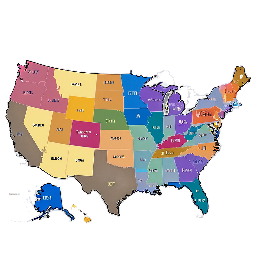 Usa Map With State Names Png Qwk