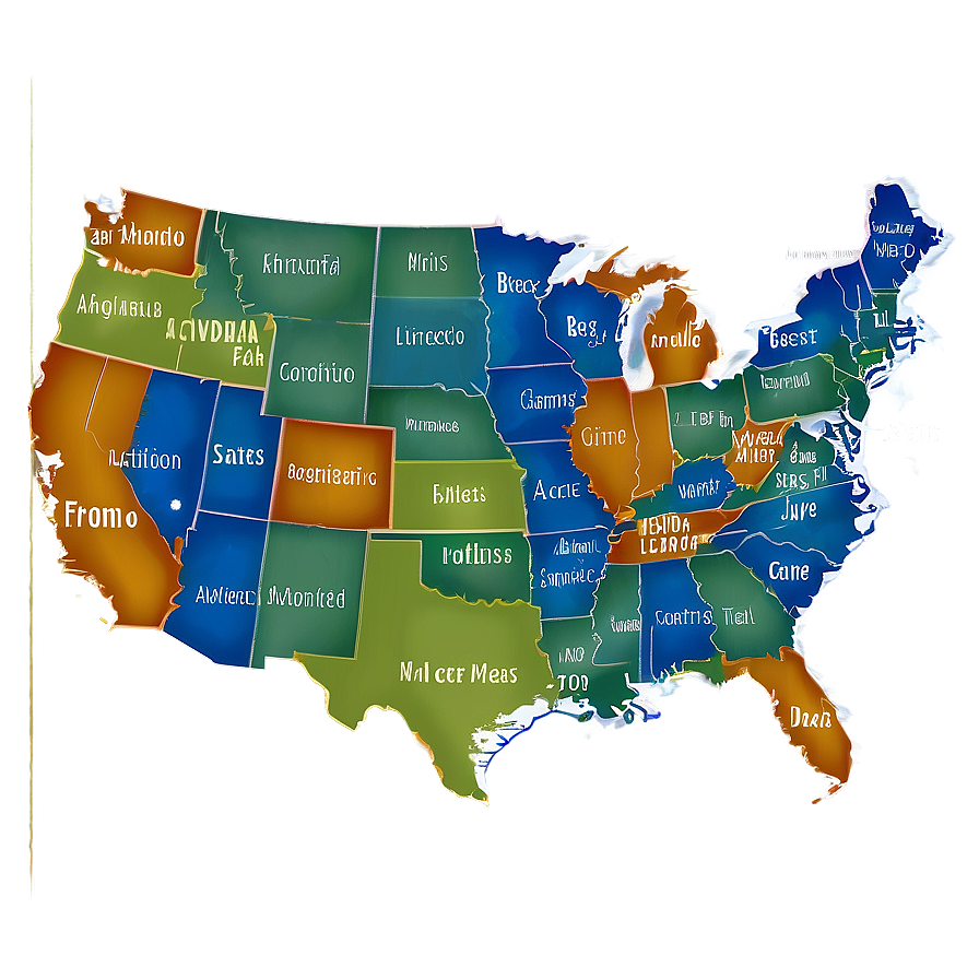 USA Map with States PNG lbj29 PNG image with a transparent background, free high-resolution download