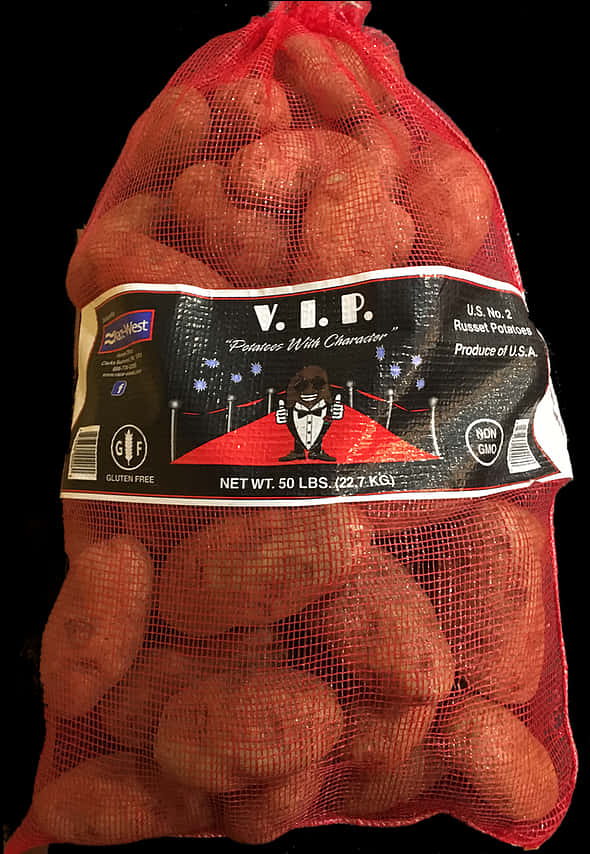 V I P Russet Potatoes50lbs Bag PNG with transparent background
