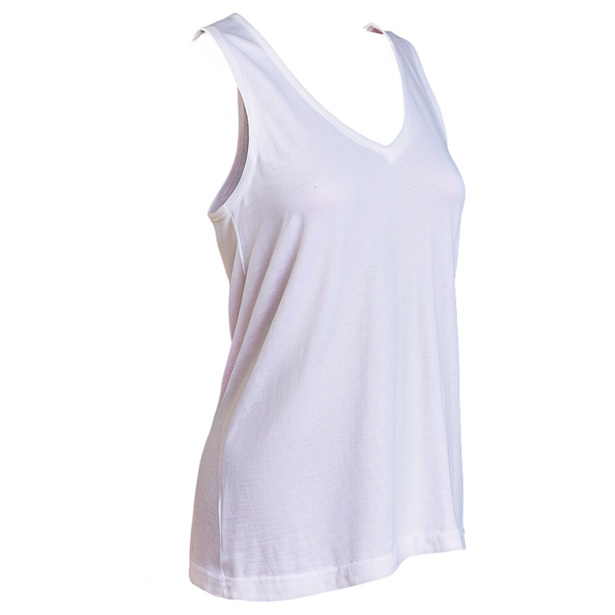 V-neck White Tank Top Cut Png 68