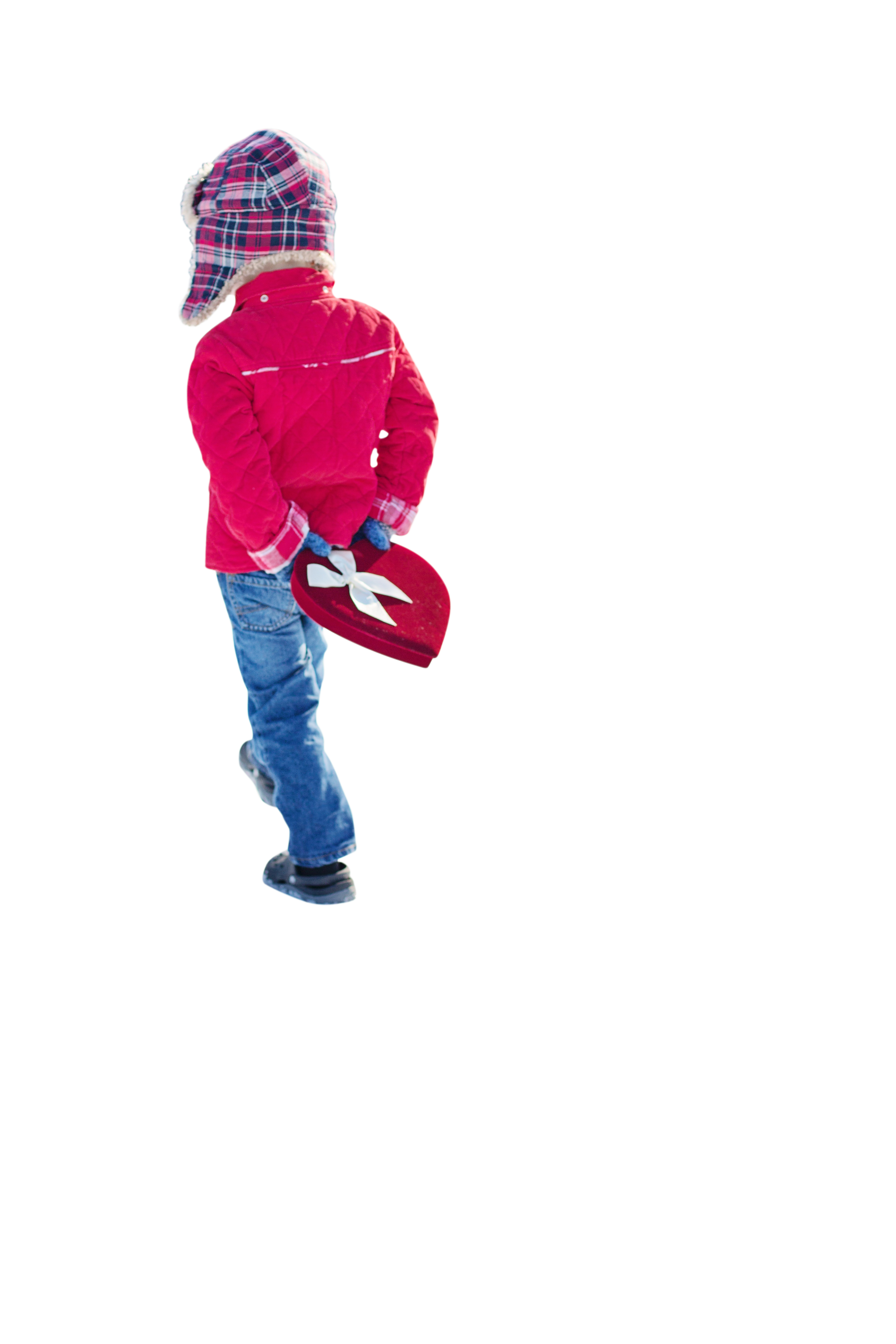 Valentines Day Childwith Heart Shaped Box PNG with transparent background