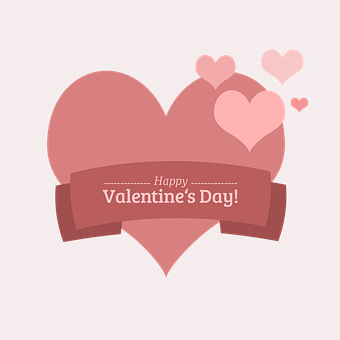 Valentines Day Heart Banner PNG with transparent background