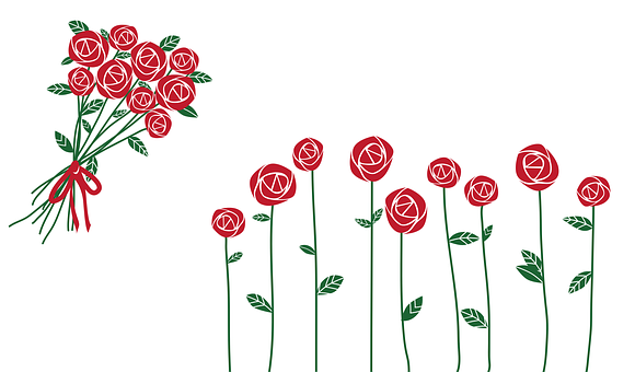 Valentines Day Red Roses Illustration