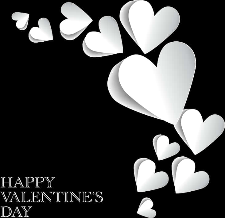 Valentines Day White Hearts Black Background