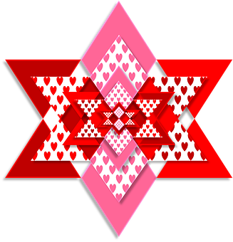 Valentines Geometric Heart Pattern PNG with transparent background
