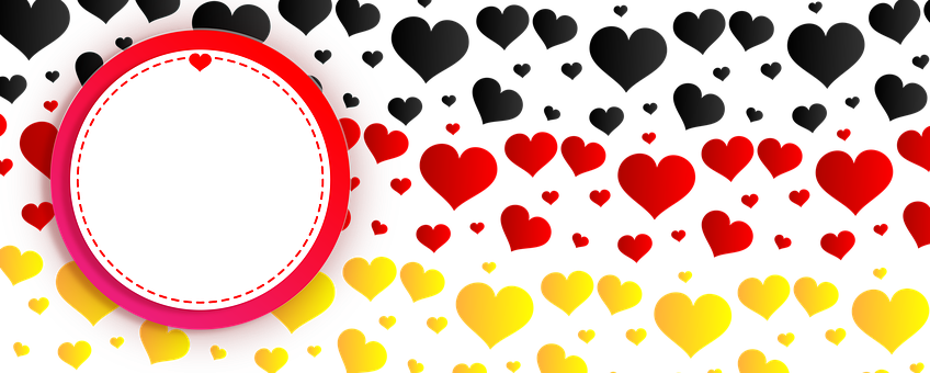 Valentines Heart Banner Background PNG with transparent background