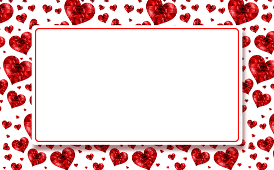 Valentines Heart Frame Banner PNG with transparent background