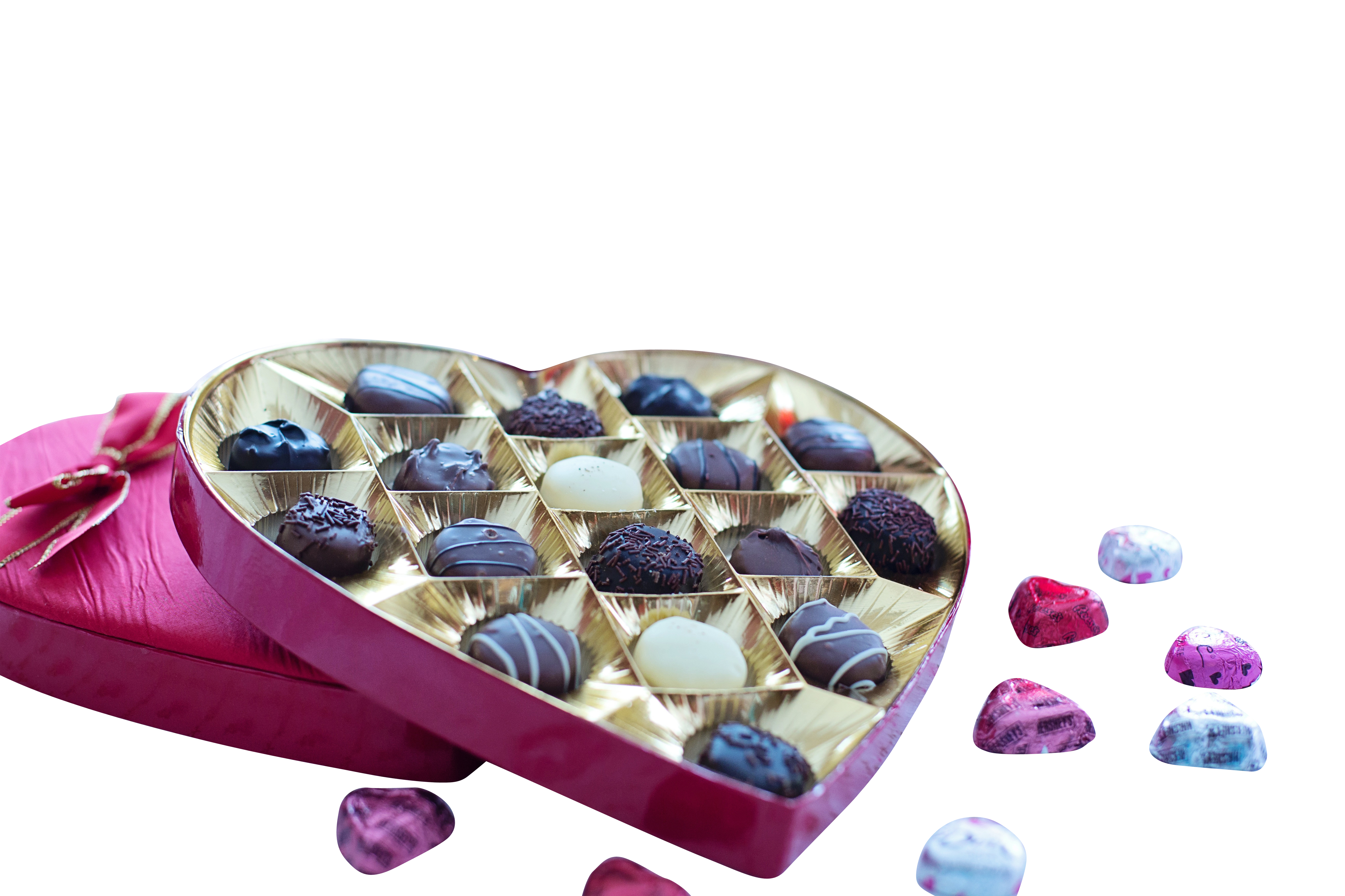 Valentines Heart Shaped Chocolate Box PNG with transparent background