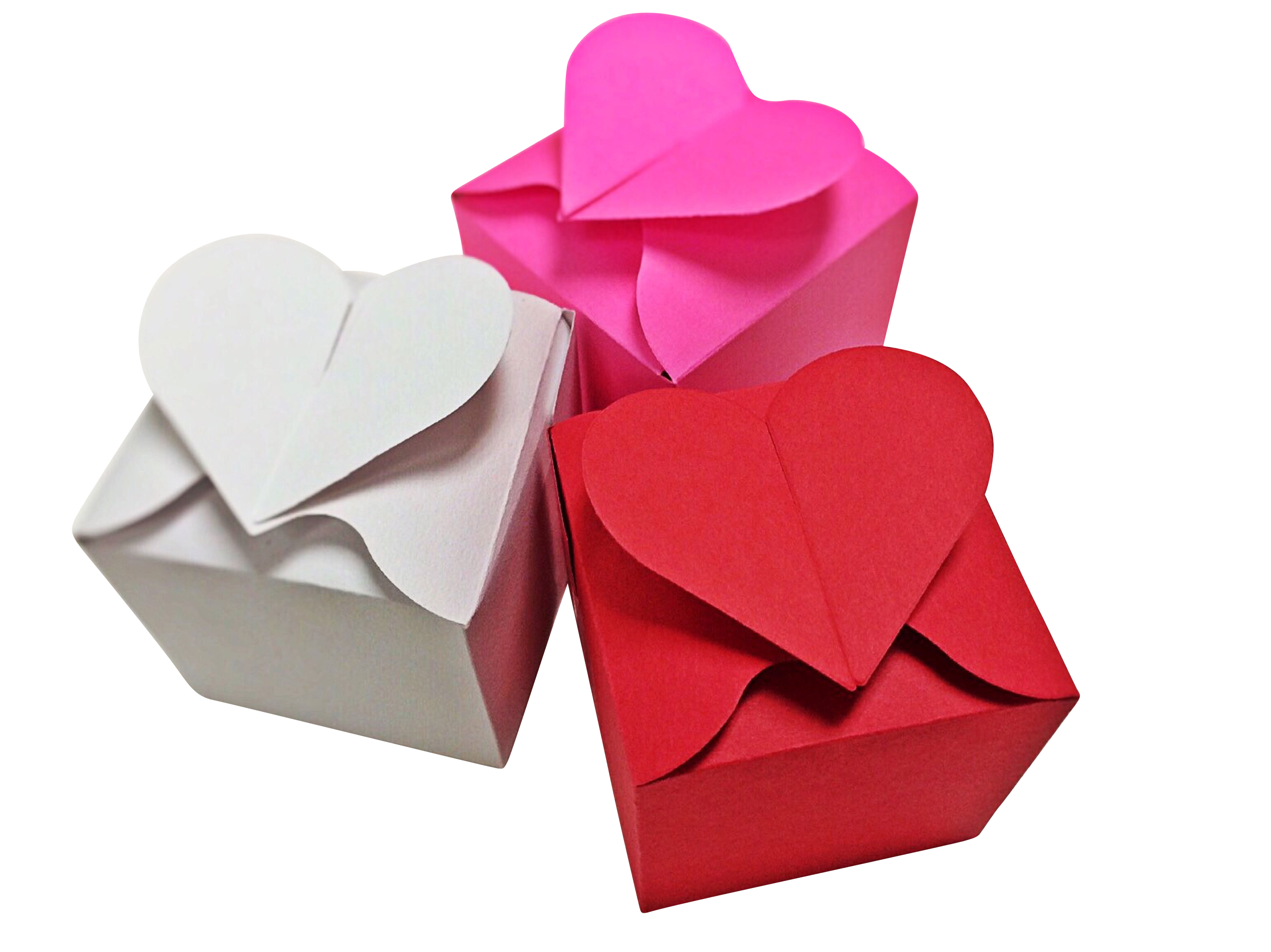 Valentines Heart Shaped Paper Boxes PNG with transparent background