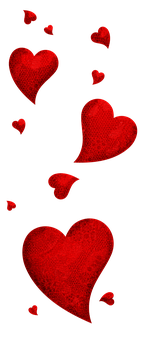 Valentines Hearts Floating Black Background PNG with transparent background