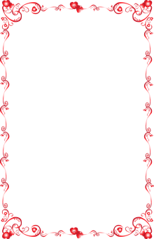 Valentines Red Heart Border Frame PNG with transparent background