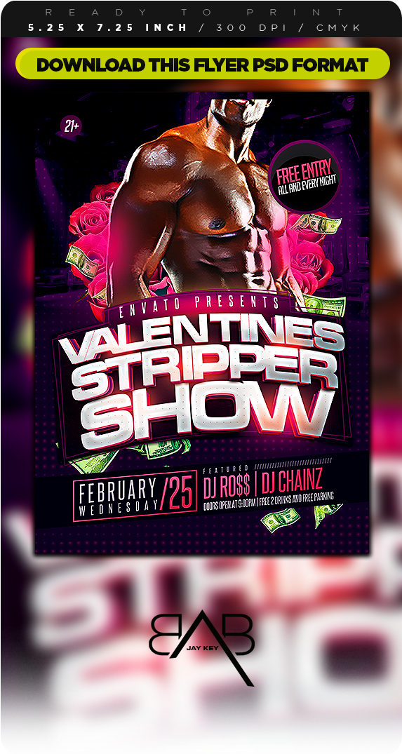 Valentines Stripper Show Flyer