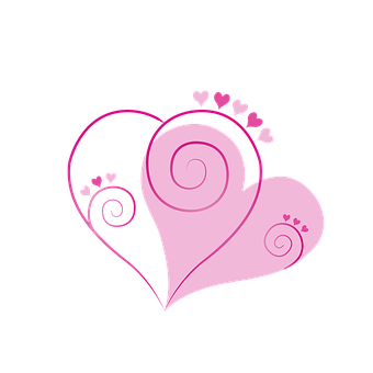 Valentines Swirl Heart Graphic PNG with transparent background