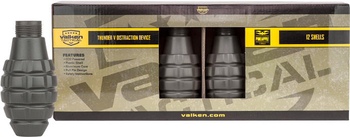 Valken Thunder V Grenade Shells, 12 Pack, Pineapple - Thunder V Pineapple Grenade PNG image with a transparent background, free high-resolution download