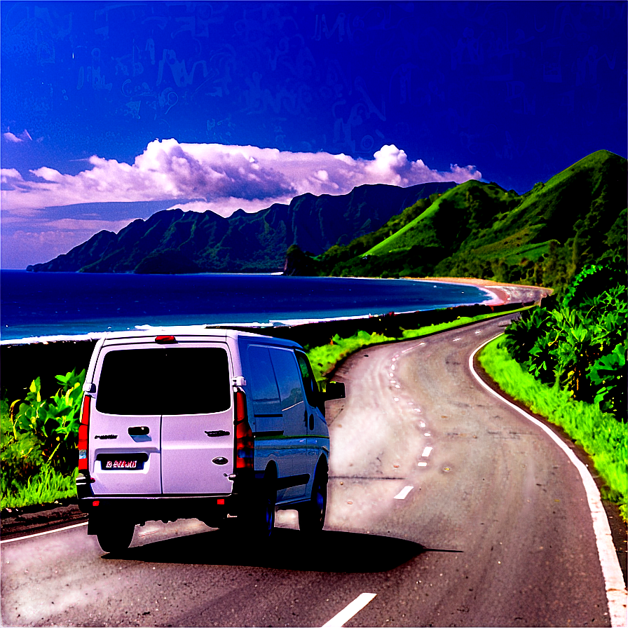 Van on Coastal Road PNG nog21 PNG with transparent background
