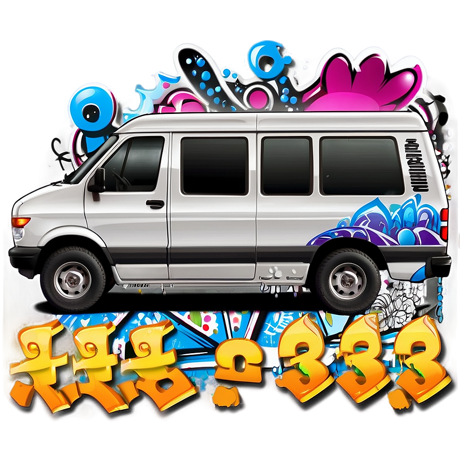 Van with Graffiti Art PNG 06202024 PNG with transparent background