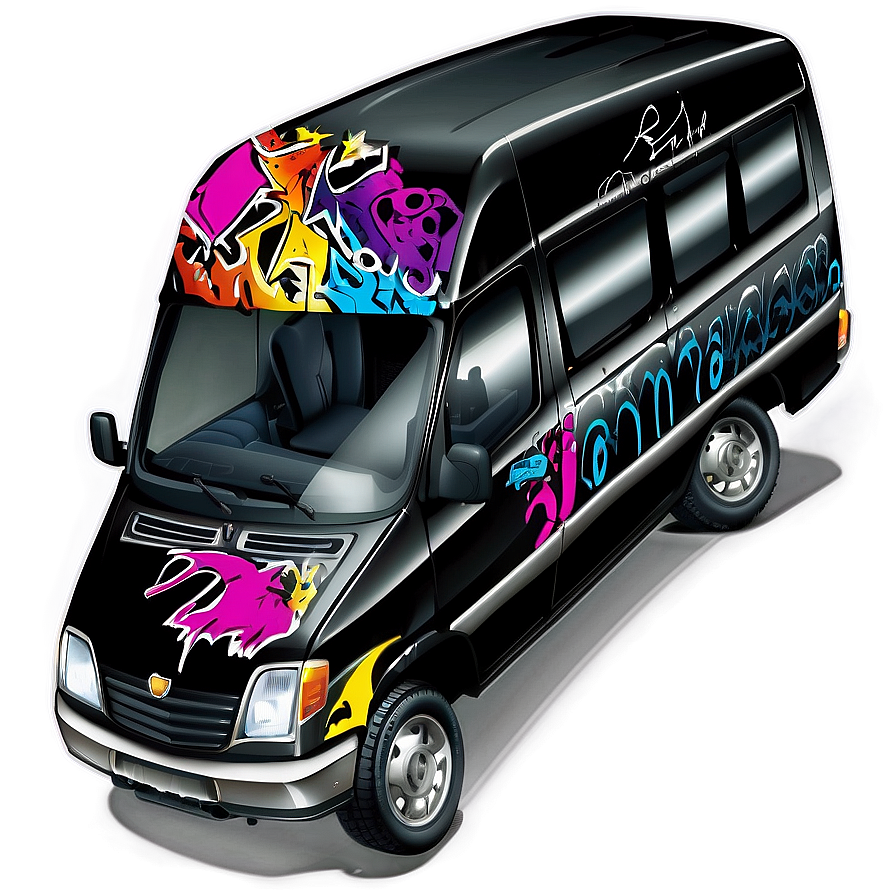 Van with Graffiti Art PNG qeq PNG with transparent background