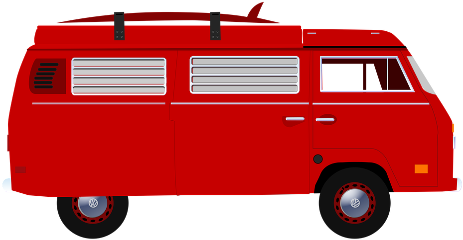 Vanagon, Volkswagon, Kombi, Van, Surf Van, Camping - Red Campervan Clipart, HD Png Download PNG with transparent background