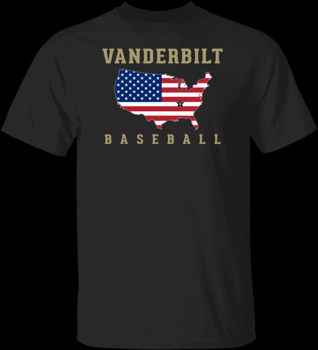 Vanderbilt Baseball U S A Flag T Shirt