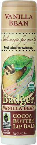 Vanilla Bean Cocoa Butter Lip Balm Badger PNG with transparent background