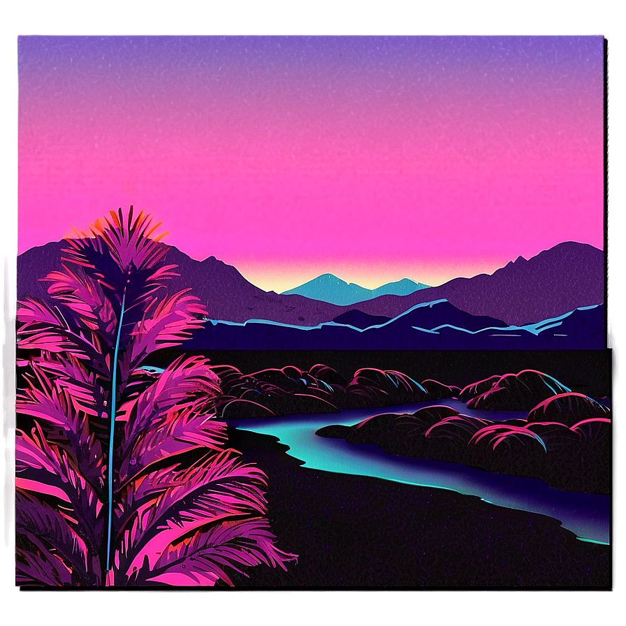 Vaporwave Neon Landscape Png 06112024