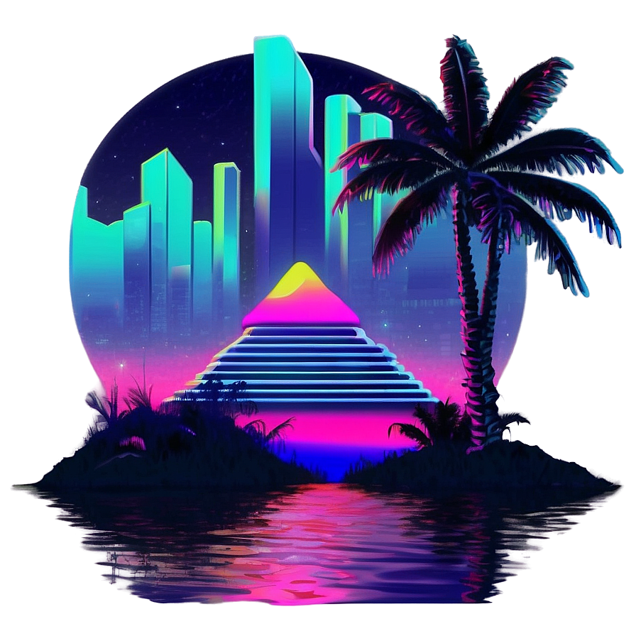 Vaporwave Neon Landscape Png Nnh88