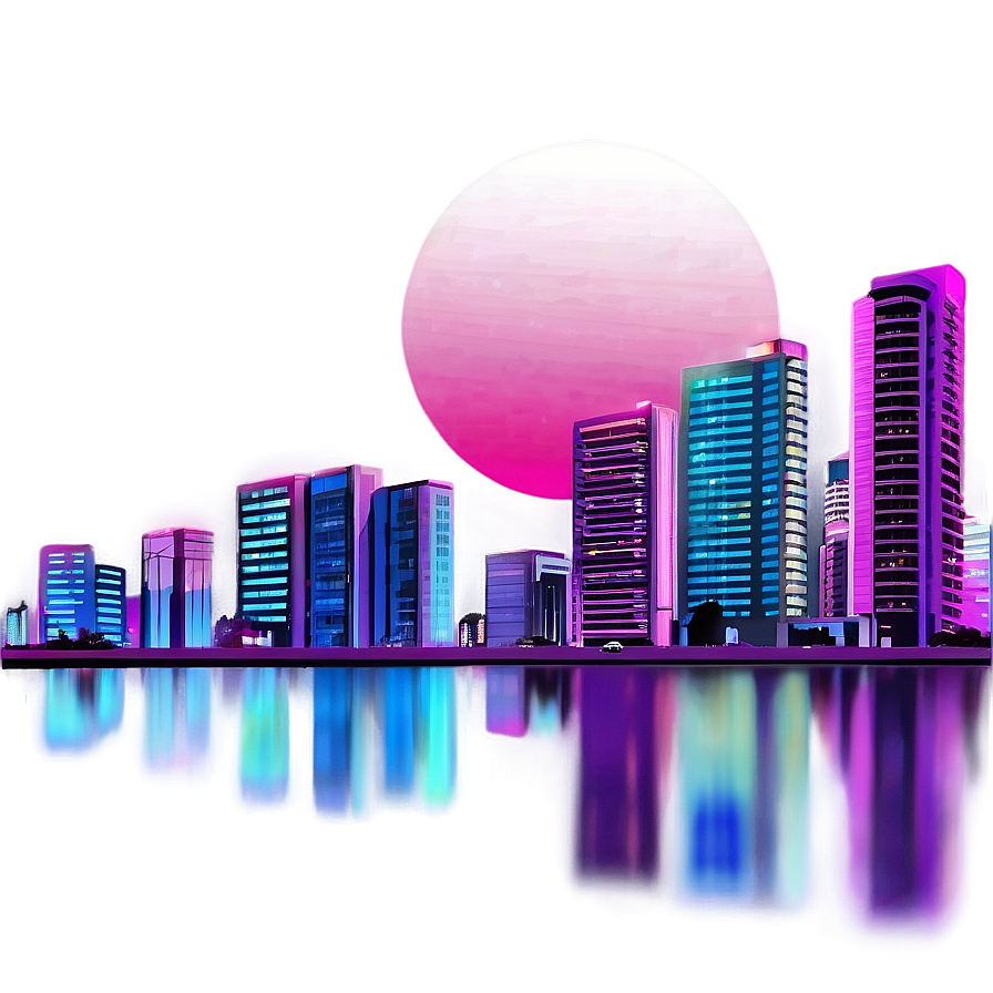 Vaporwave Night Cityscape Png 89