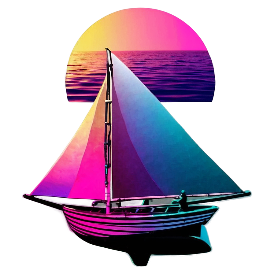 Vaporwave Sailing Sunset Png 06112024