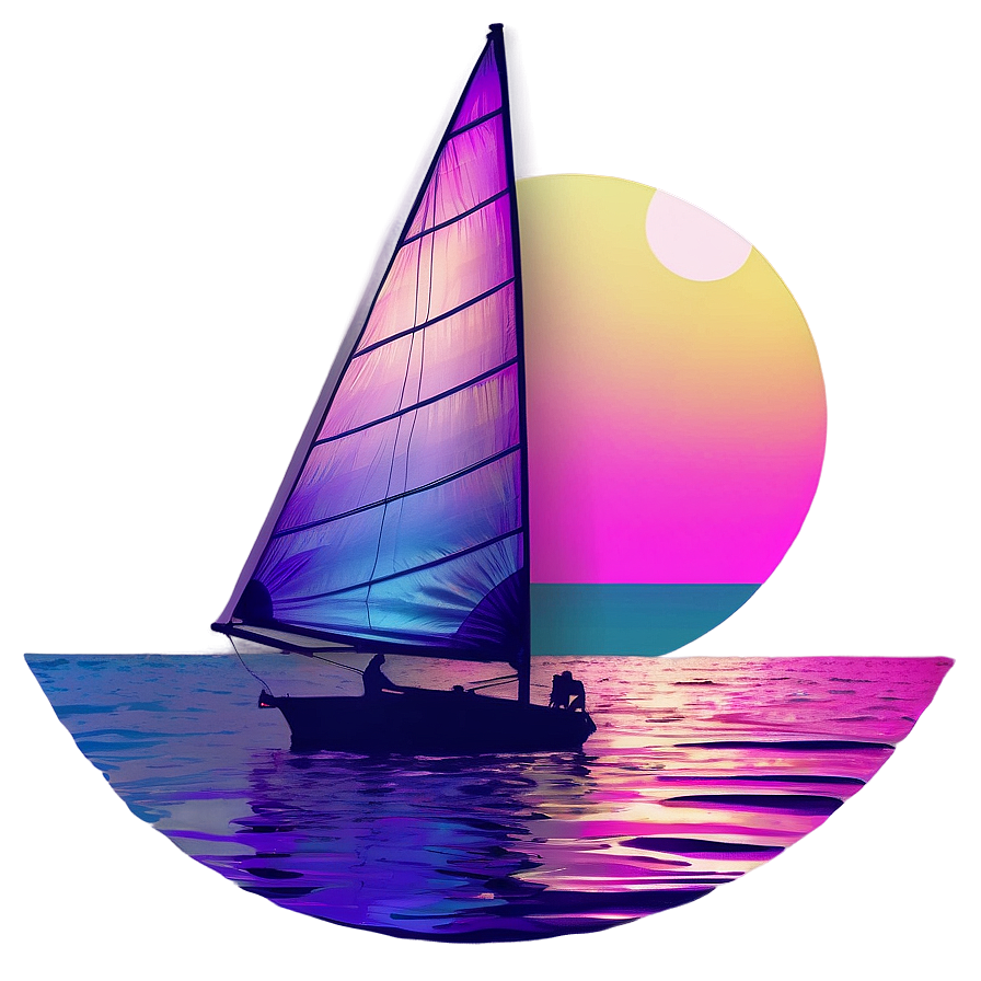 Vaporwave Sailing Sunset Png Jcm