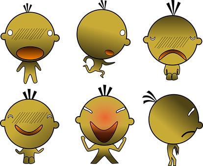 Variety_of_ Cartoon_ Emotions PNG with transparent background