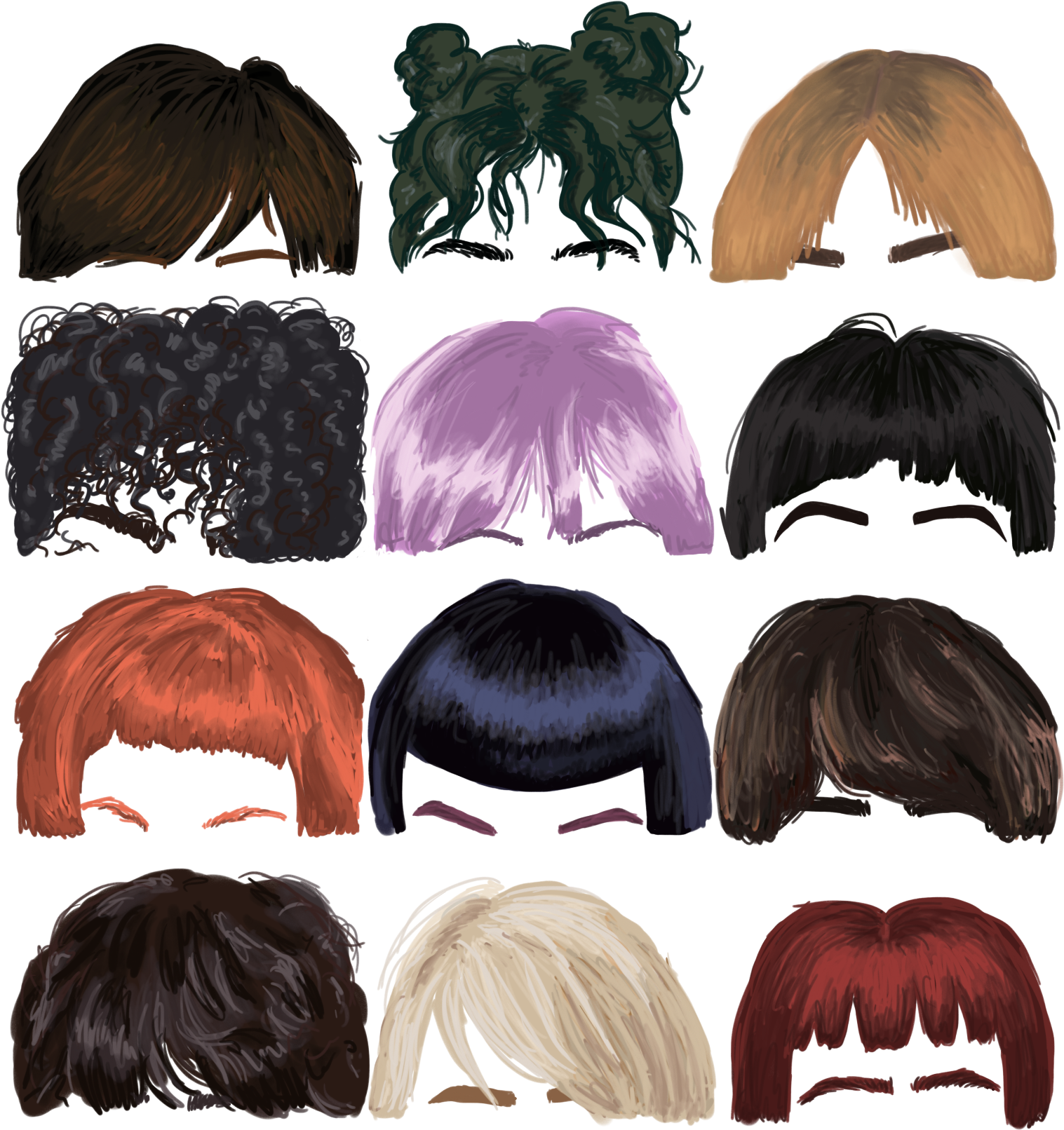 Varietyof Bangs Hairstyles Illustration