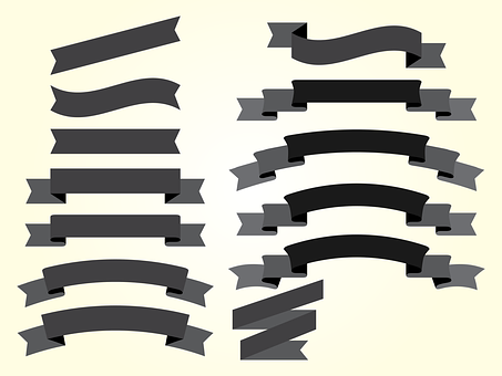 Varietyof Black Banners Graphic PNG with transparent background