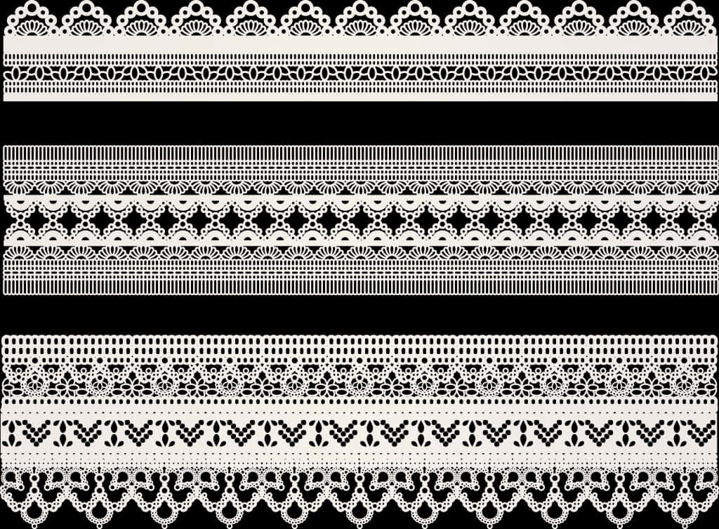 Varietyof Black Lace Patterns PNG with transparent background