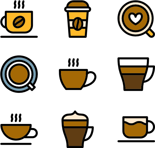 Linear Cups Of Coffee - Coffee Cup Png Icon, Transparent Png PNG with transparent background