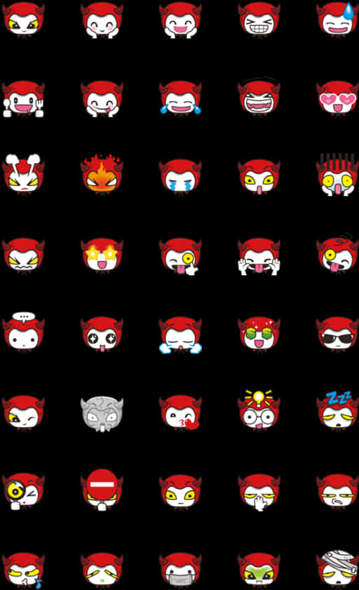 Varietyof Devil Emoji Expressions