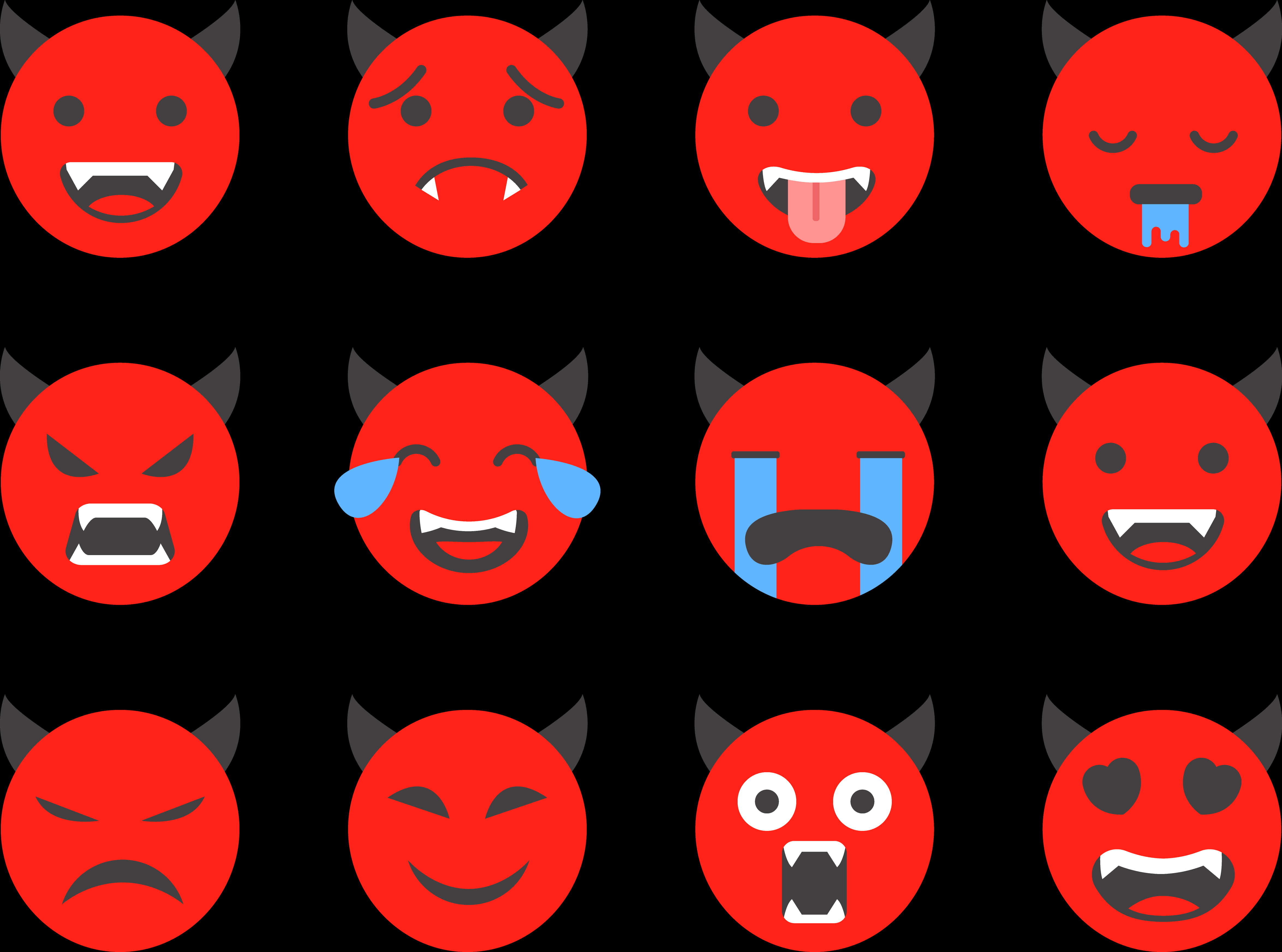 Varietyof Devil Emoji Expressions PNG with transparent background