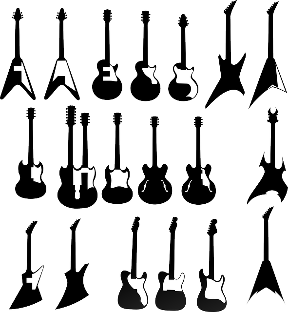 Varietyof Electric Guitars Silhouettes