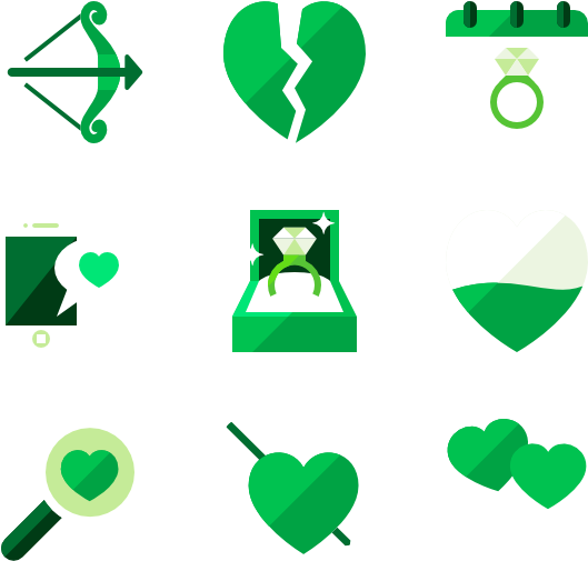 Varietyof Green Heart Icons