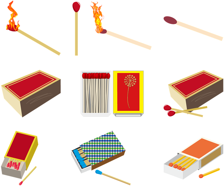 Matchsticks, Matches, Matchbox, Fire, Flame, Burn, - Carmine, HD Png Download PNG with transparent background