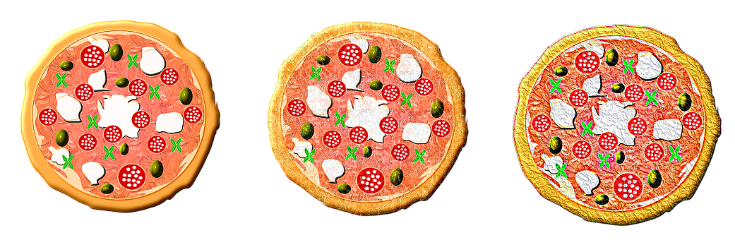 Varietyof Pizzas Black Background PNG with transparent background