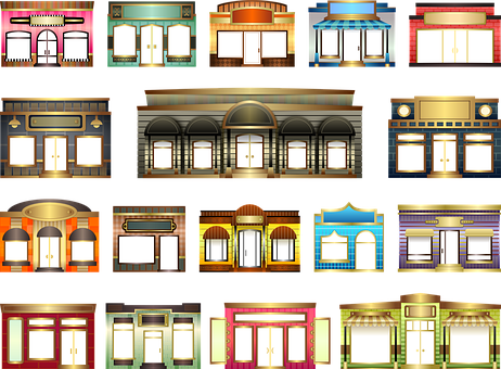 Varietyof Storefront Doors PNG with transparent background