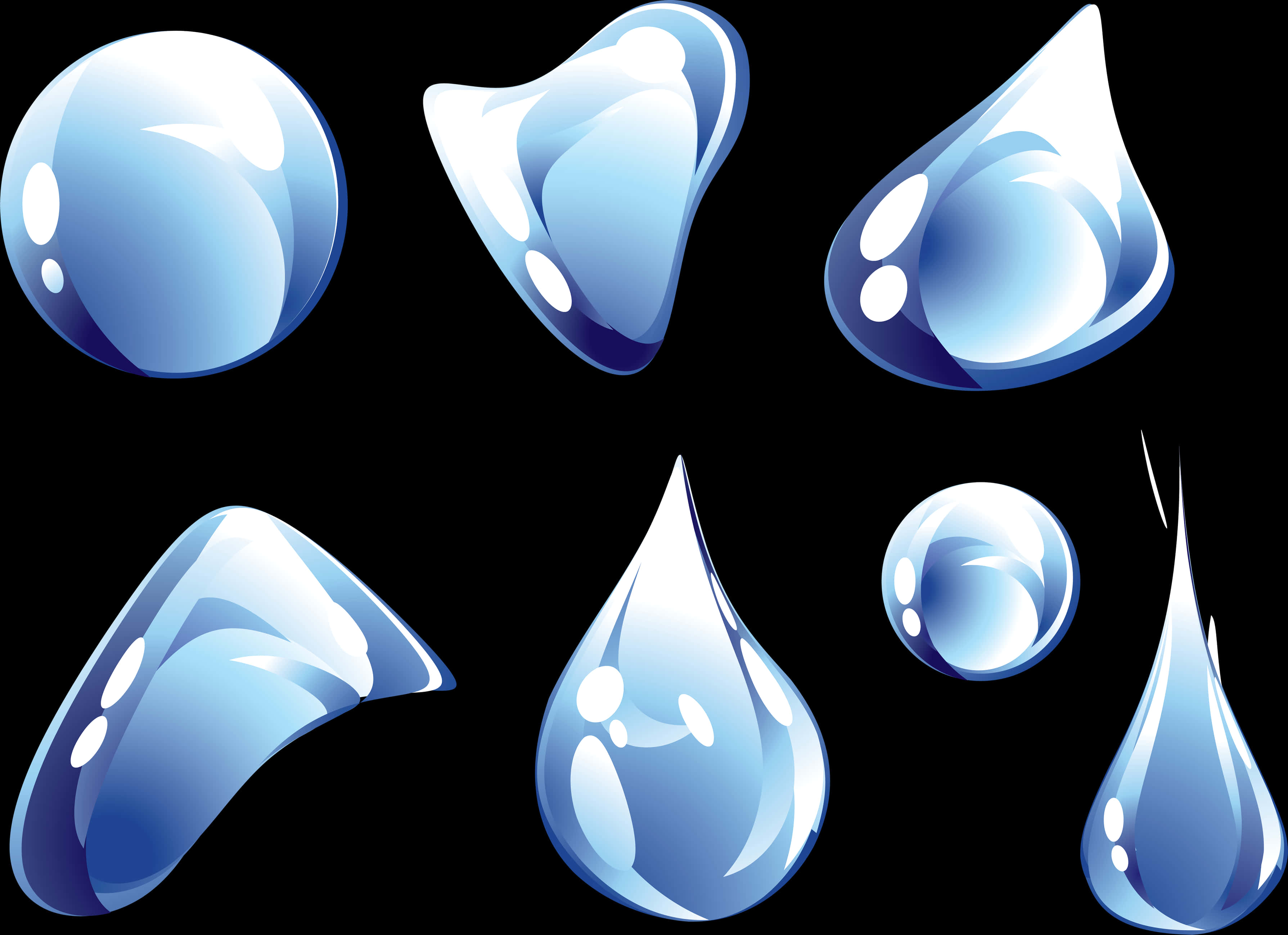 Varietyof Water Drops Vector Illustration