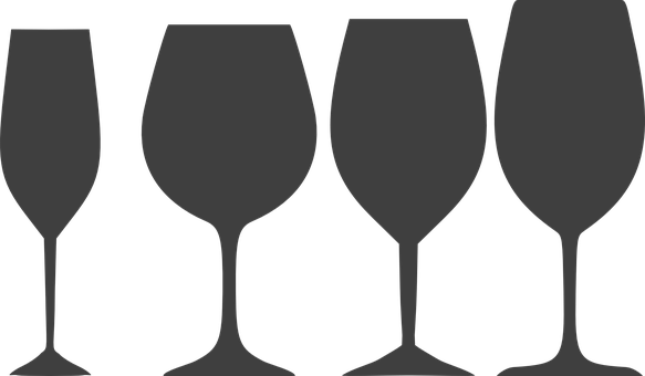 Varietyof Wine Glasses Silhouette PNG with transparent background