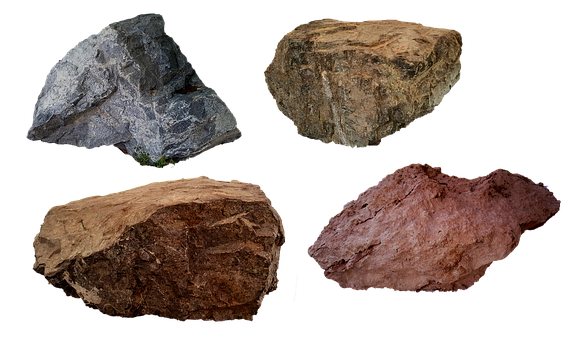 Various Rocks Black Background PNG with transparent background