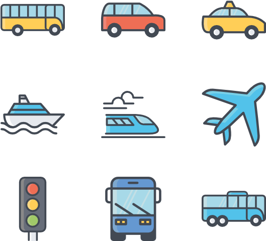 Various Transportation Icons Set