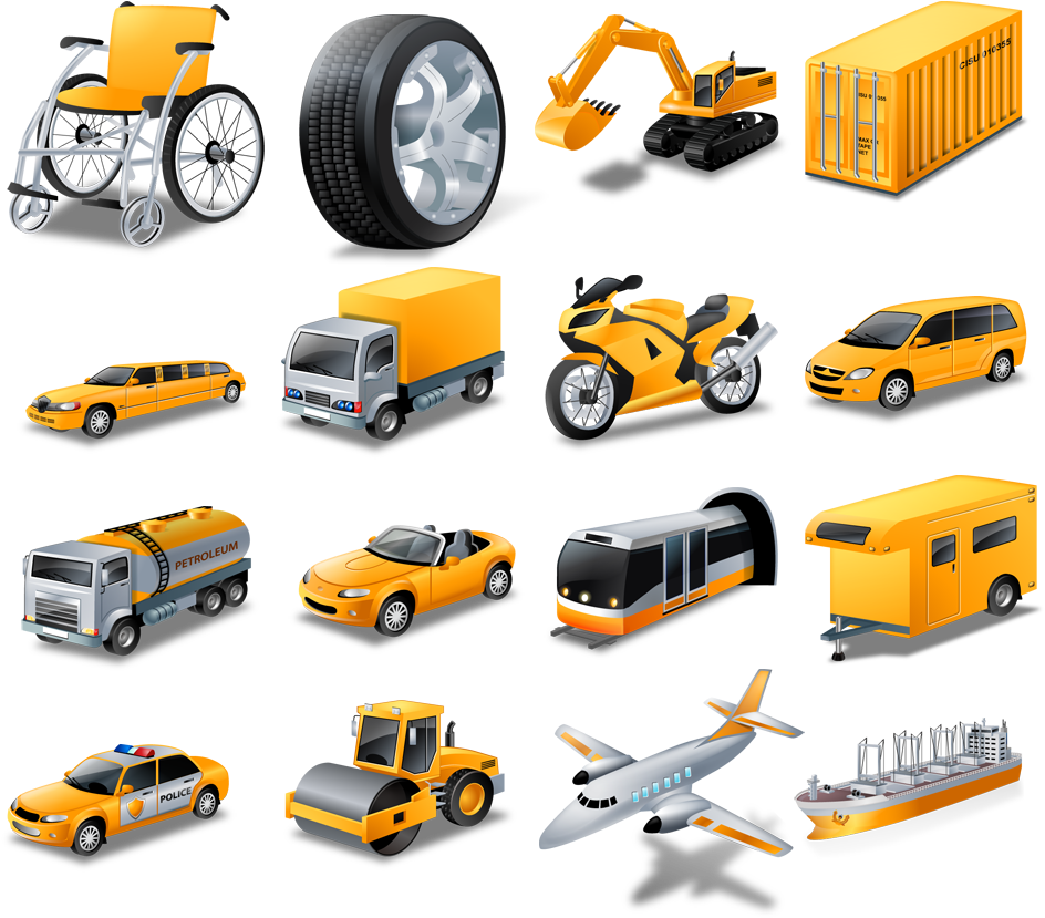 Various Transportation Vehicles Isometric Set