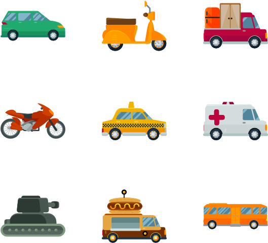 Various Vehicles Vector Illustration