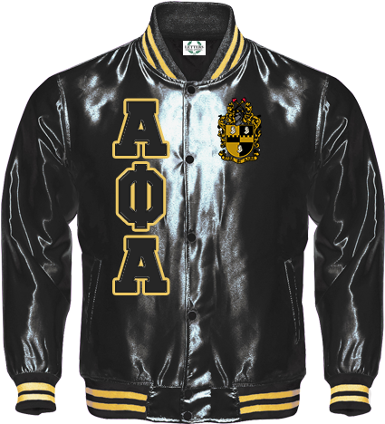 Varsity Jacket Black Gold Greek Letters