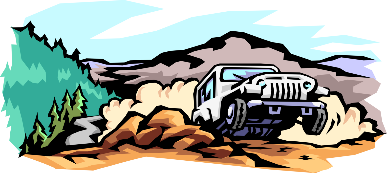 Vector Illustration Of Jeep Sports Utility Off-road - Cartoon Clipart Jeep Free, HD Png Download PNG with transparent background